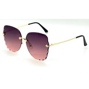 Rimless Sunglasses Women Fashion Oversized Shades Purple Gradient‎ Lens Luxury